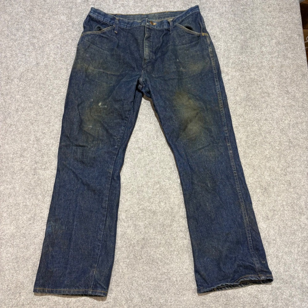 Vintage Rustler Mens Straight Leg Denim Work Jeans Dark Wash 38x30 Made in USA